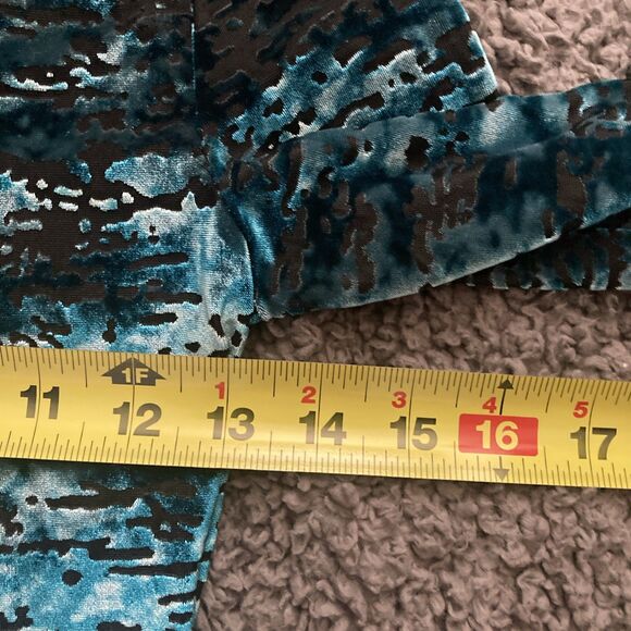 Vintage Decree Y2K Burnout Velvet Blouse Teal Womens SMALL Peplum Goth 90s - Picture 7 of 10